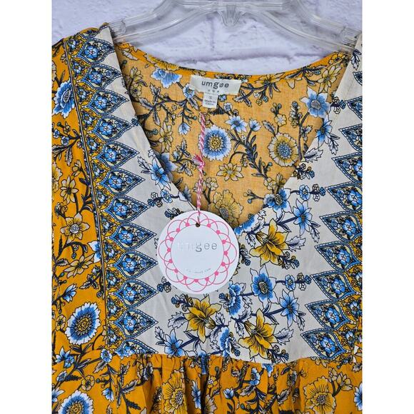 Umgee Dress Womens Small Yellow Floral Boho Hippie Garden Party Colorful - Picture 6 of 7